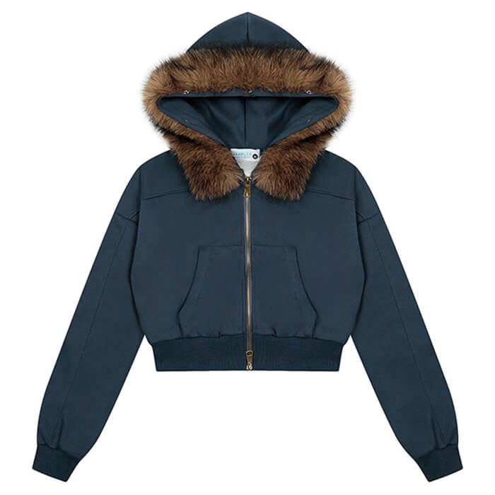 Aesthetic Cropped Fur Hoodie